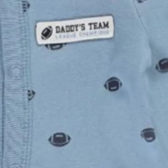 Carters Baby Boy Football Cotton Snap-Up Sleep & Play, Blue, Preemie - Picture 3 of 3